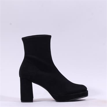 Miss Elastic Hilary Platform Ankle Boot - Black Suede